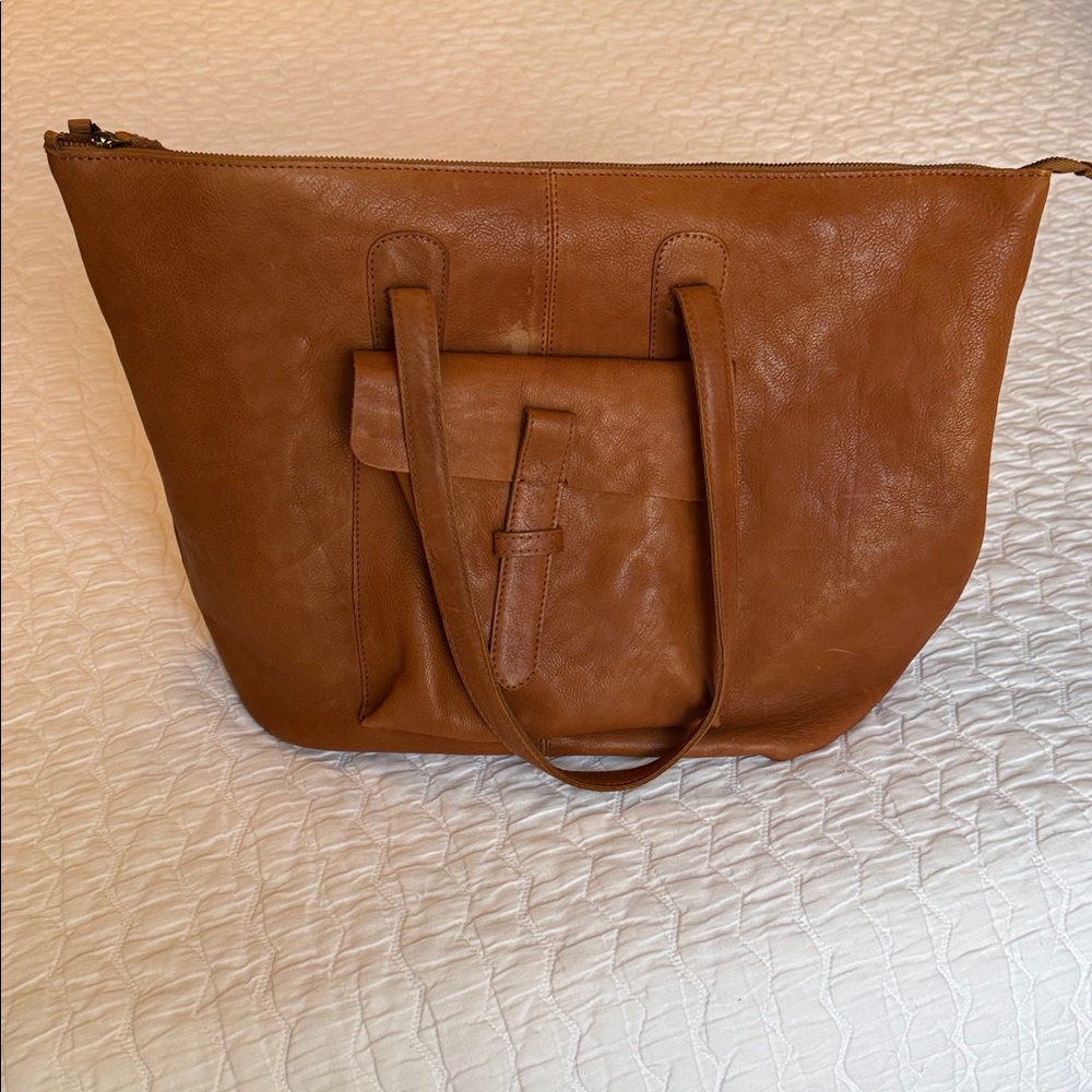 We The Free Brown Leather Tote
